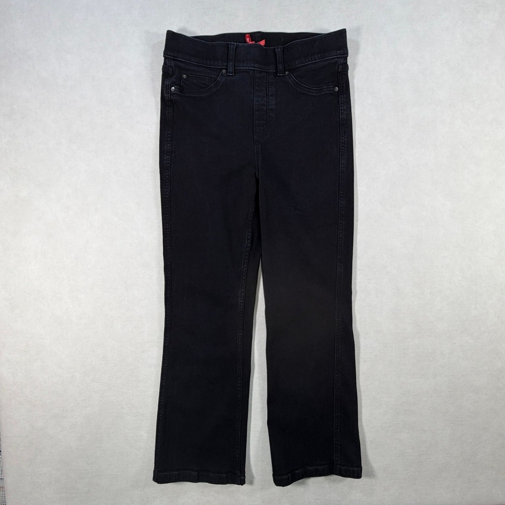 Spanx Flare‎ Jeans Womens Medium Midnight Shade Black Pull On High Rise Denim